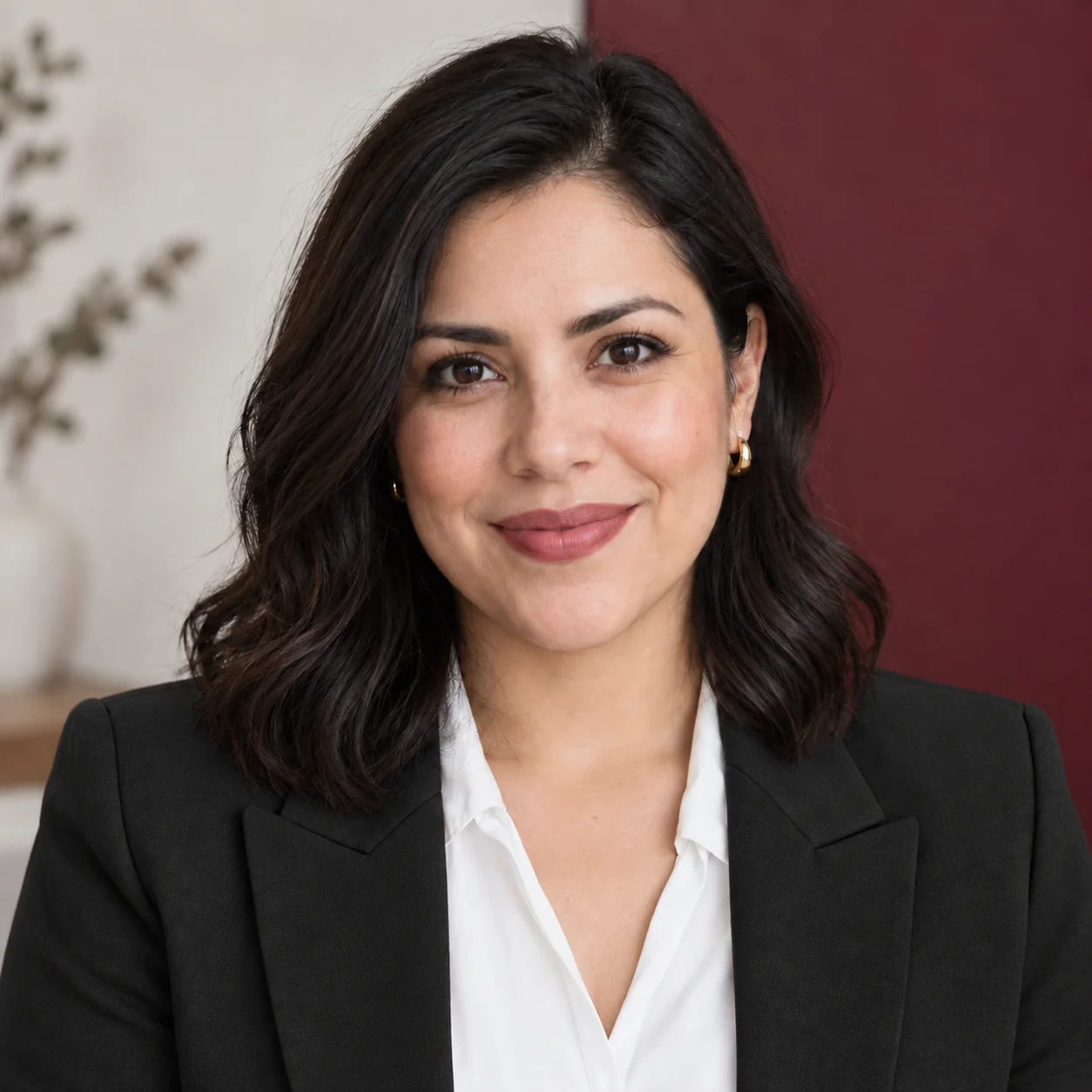 Retrato ilustrativo de Valeria Moreno con blazer negro